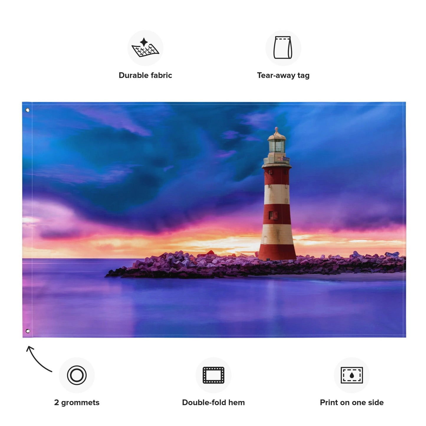 Lighthouse and Sea Painting Flag Tapestry