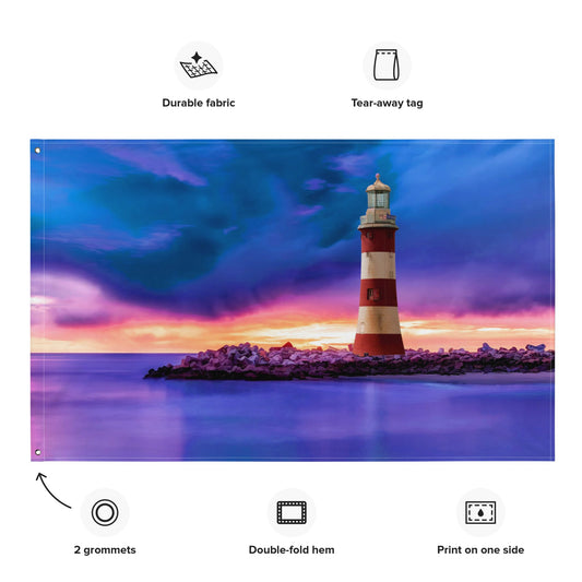 Lighthouse and Sea Painting Flag Tapestry