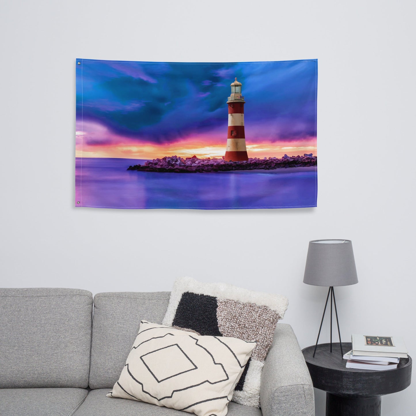 Lighthouse and Sea Painting Flag Tapestry