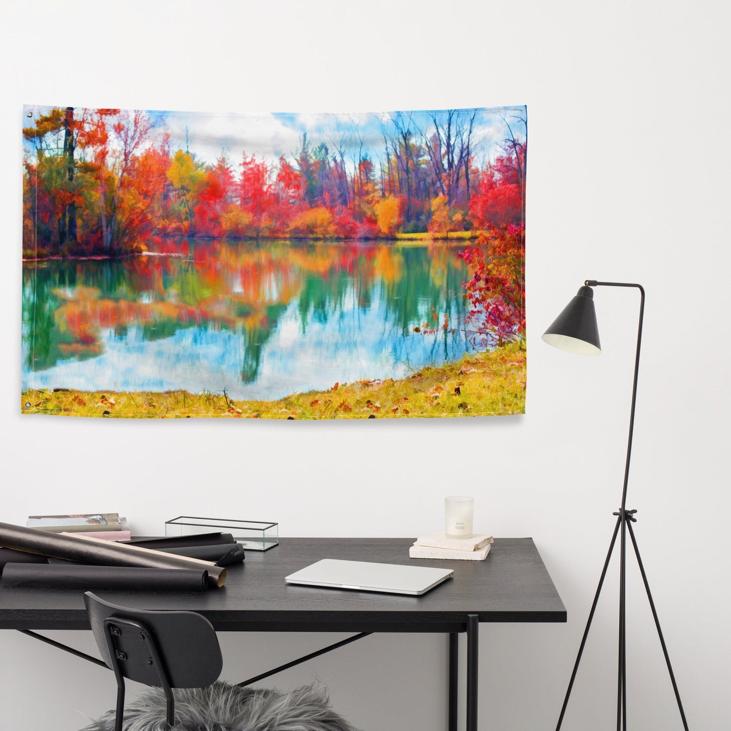 Fine Art Lake Painting Flag Tapestry