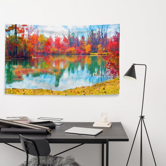 Fine Art Lake Painting Flag Tapestry