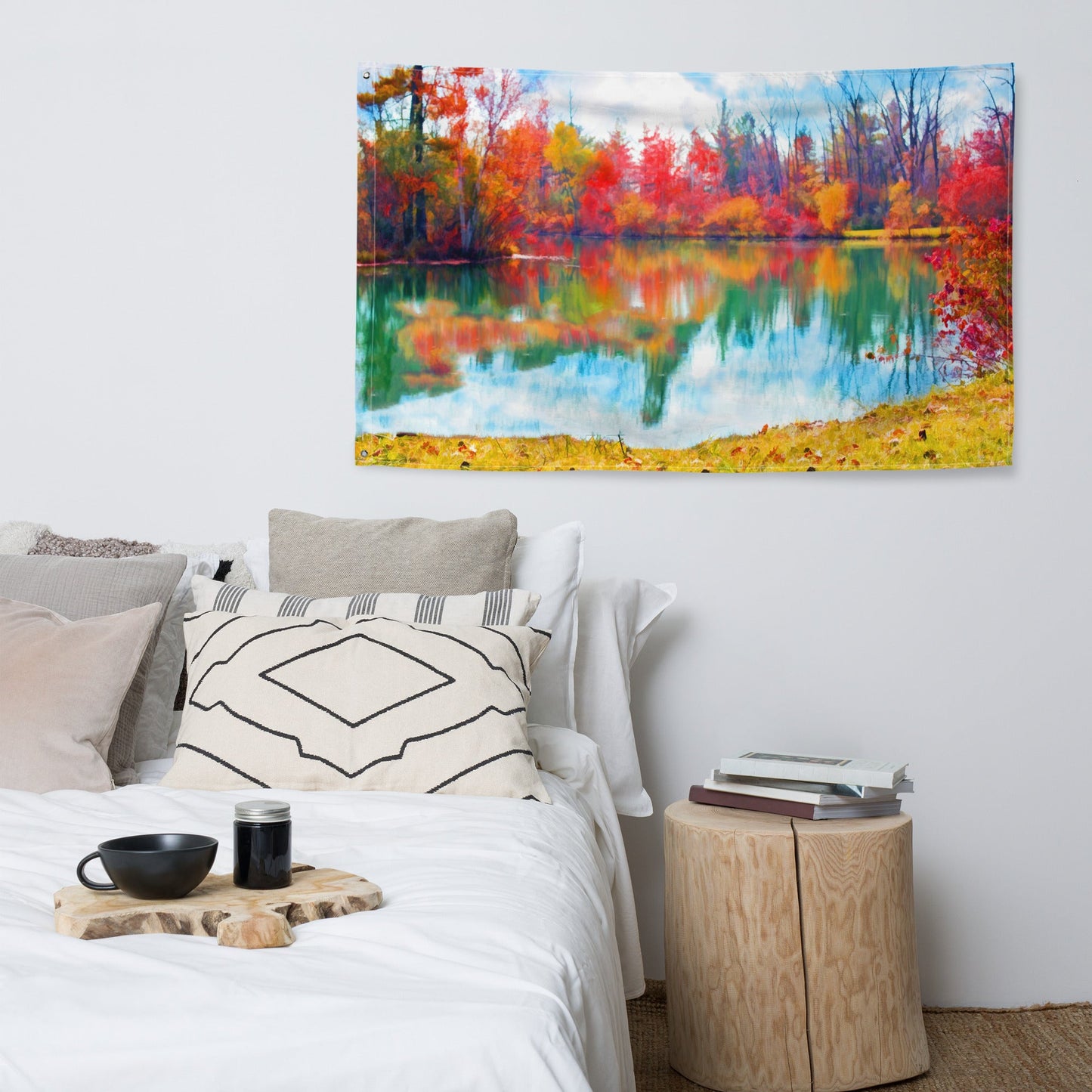 Fine Art Lake Painting Flag Tapestry