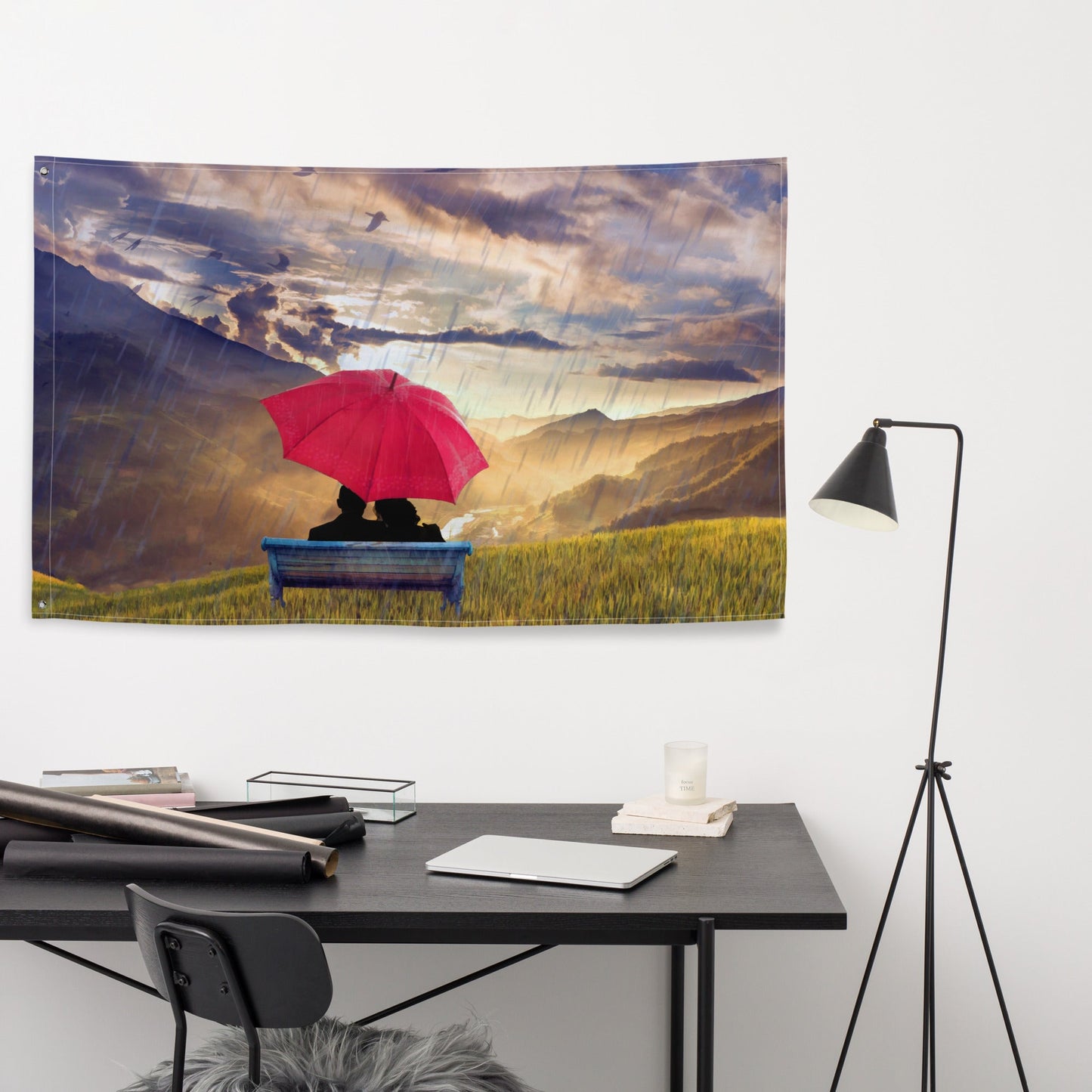 Red Umbrella Painting Flag Tapestry