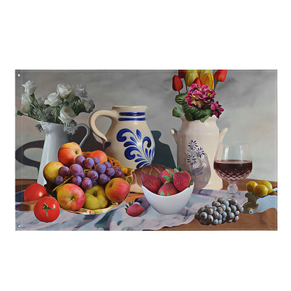 Still Life Grapes Painting Flag Tapestry