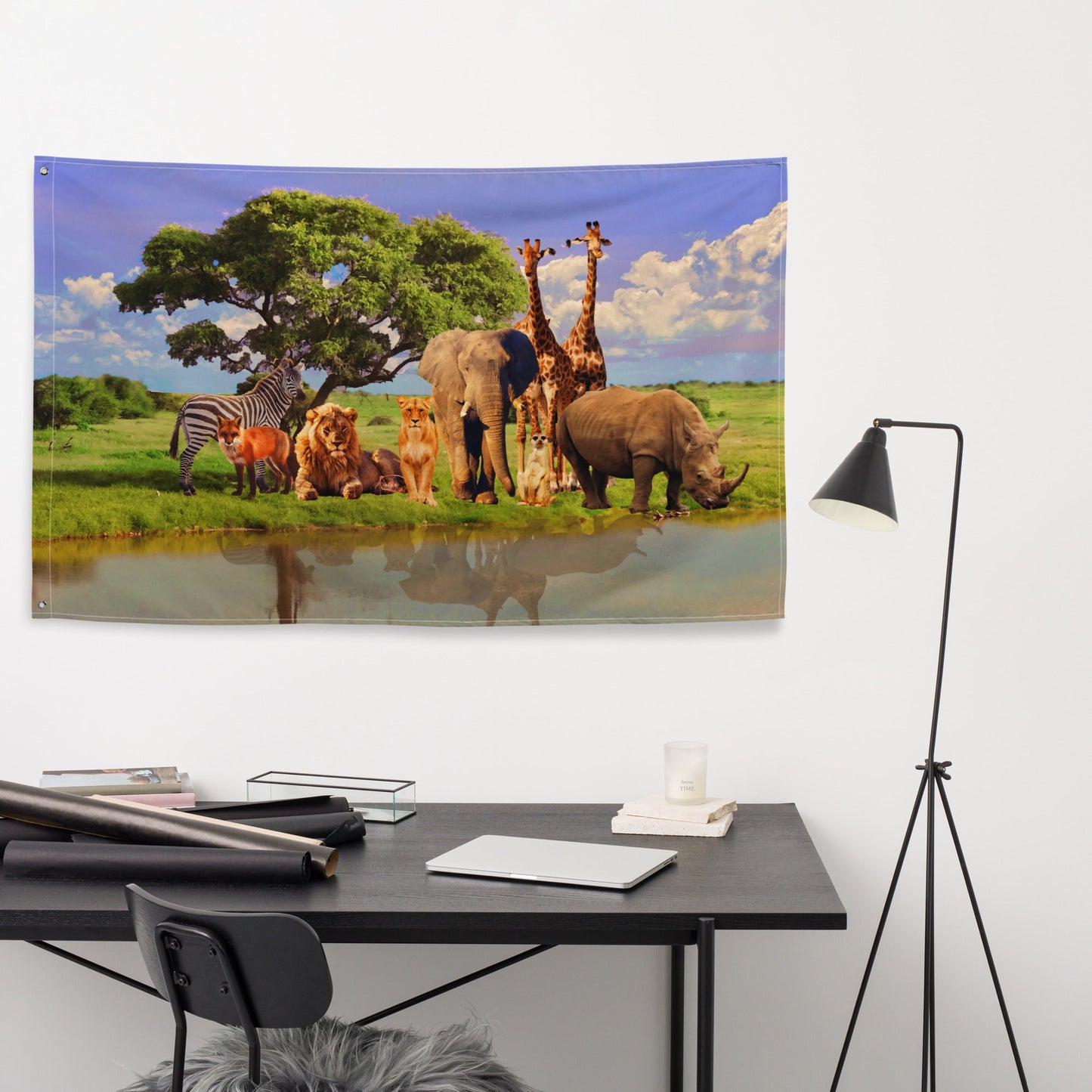 Animal Group Tree Painting Flag Tapestry