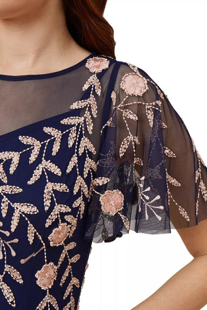 Adrianna Papell flutter sleeve sheath sequin dress-1