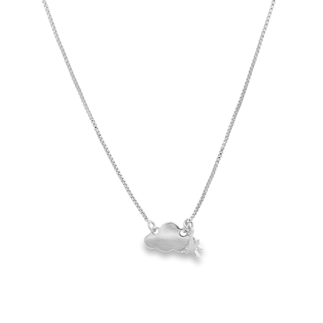 Airplane & Cloud Necklace (H57)-1