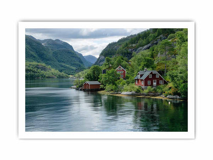 Lake Side Home Canvas Art Print