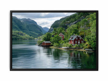 Lake Side Home Canvas Art Print