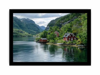 Lake Side Home Canvas Art Print