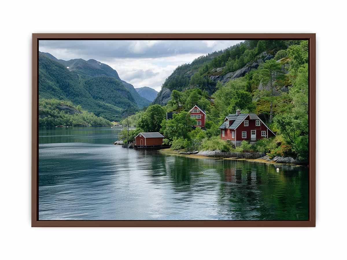 Lake Side Home Canvas Art Print