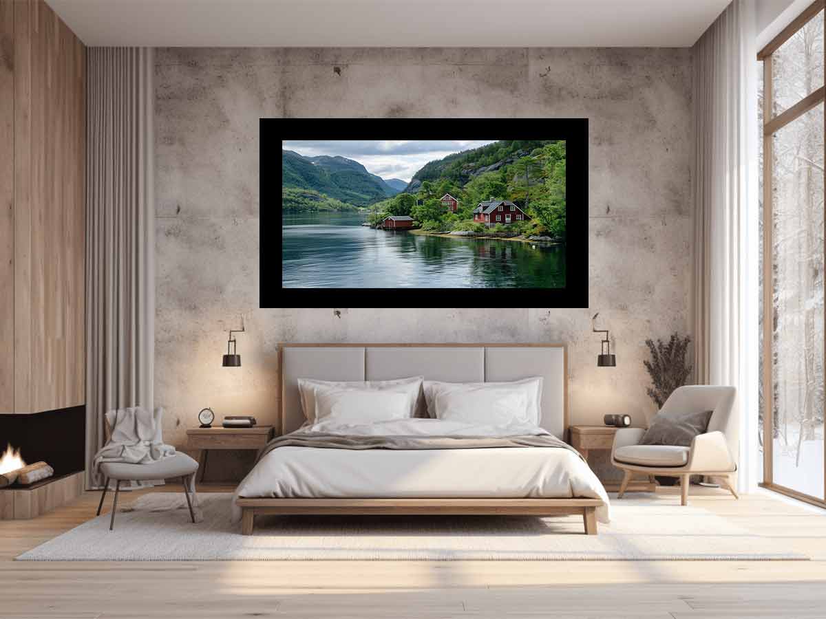 Lake Side Home Canvas Art Print