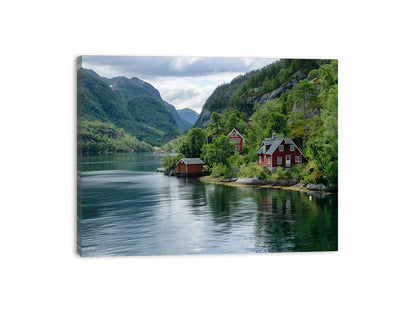 Lake Side Home Canvas Art Print