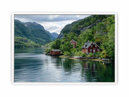 Lake Side Home Canvas Art Print