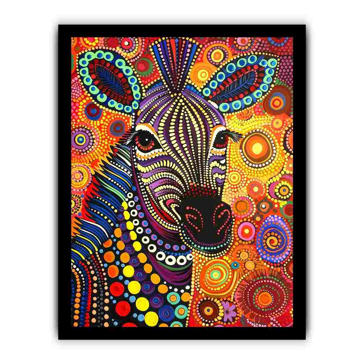 Colorful Zebra  Style of Aboriginal Dot Painting