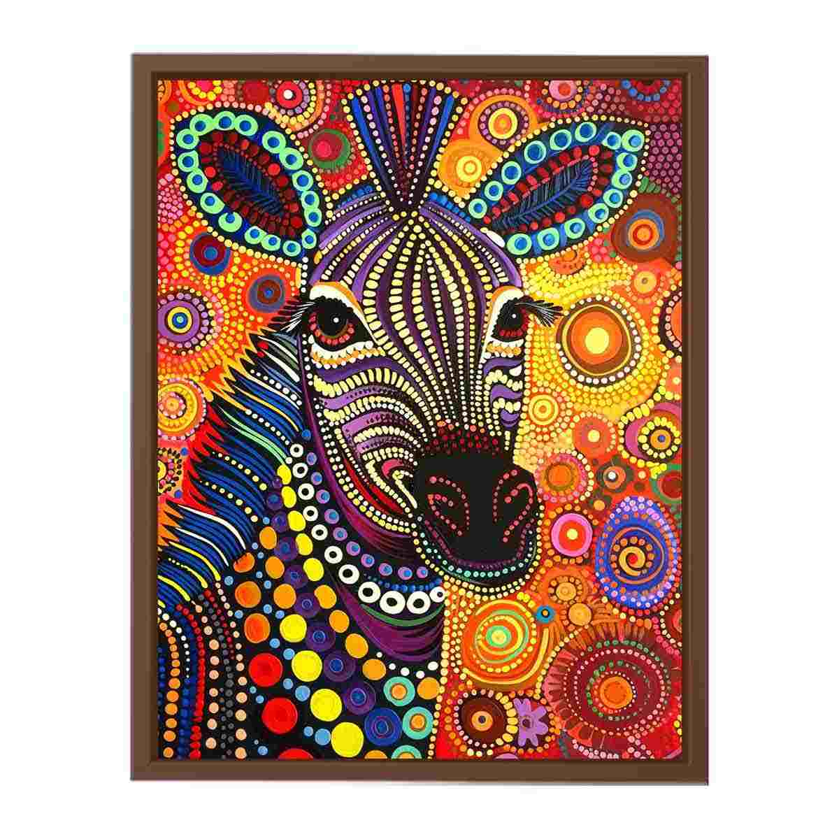 Colorful Zebra  Style of Aboriginal Dot Painting