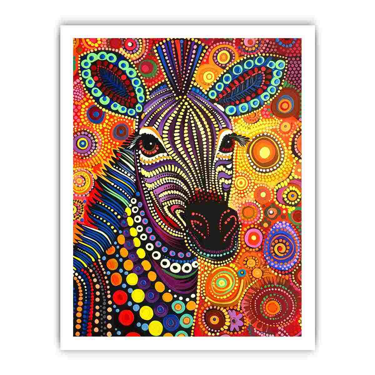 Colorful Zebra  Style of Aboriginal Dot Painting