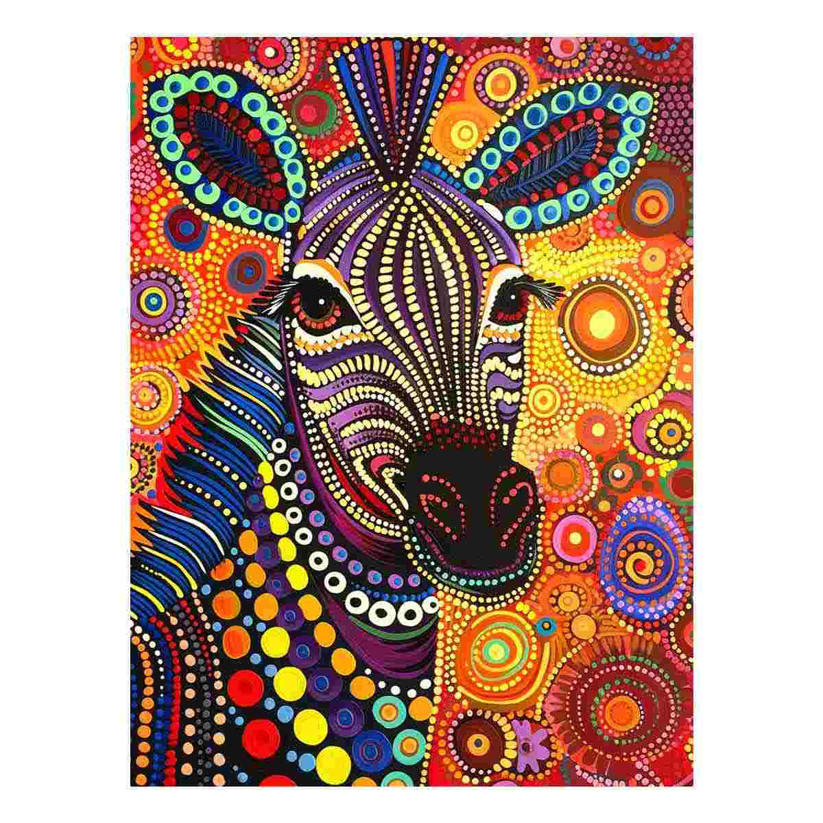Colorful Zebra  Style of Aboriginal Dot Painting