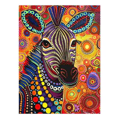 Colorful Zebra  Style of Aboriginal Dot Painting