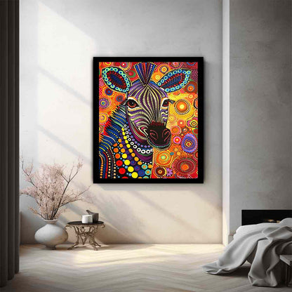 Colorful Zebra  Style of Aboriginal Dot Painting