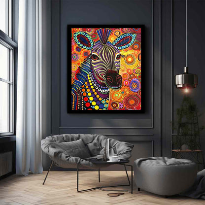 Colorful Zebra  Style of Aboriginal Dot Painting