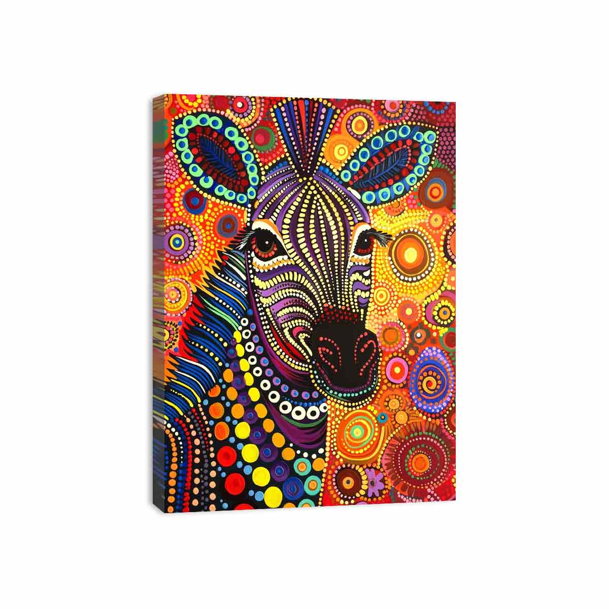 Colorful Zebra  Style of Aboriginal Dot Painting