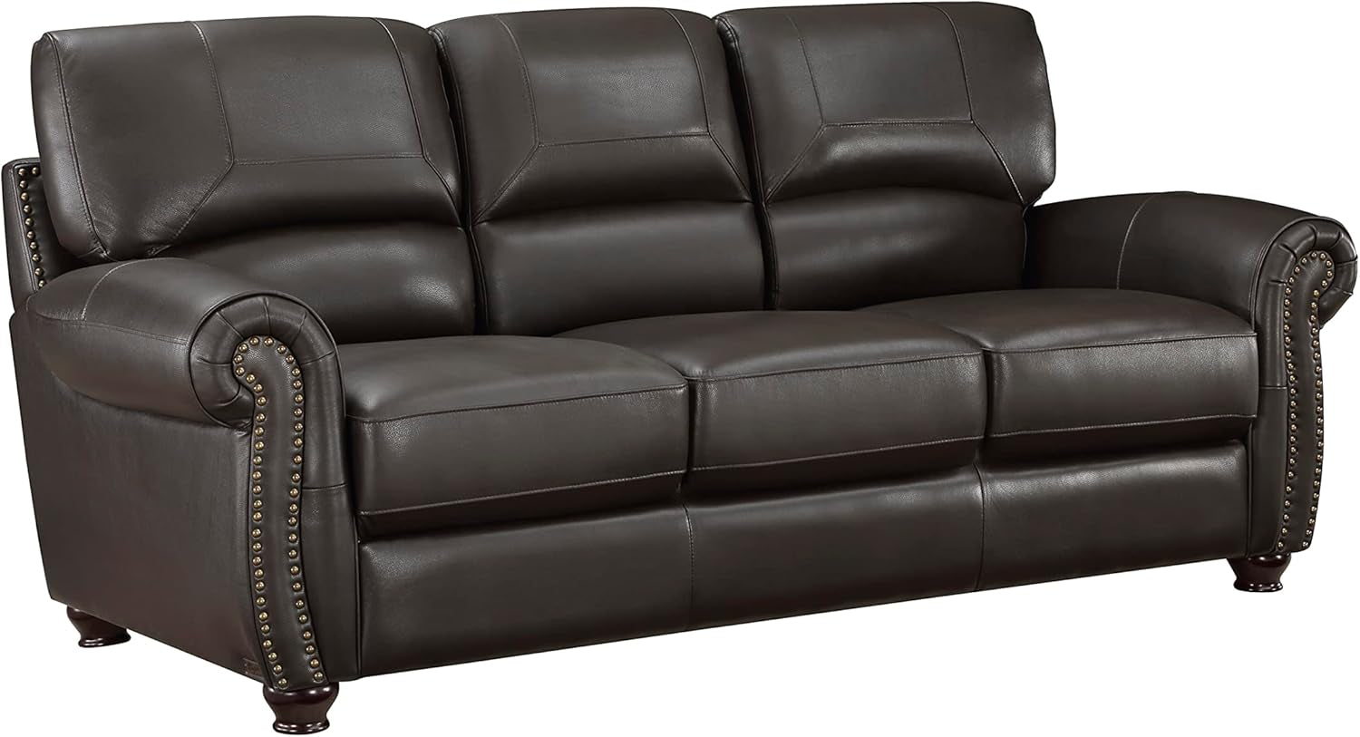 Leather Sofa Set, Top Grain Leather Living Room Furniture Sets, Include Sofa Couch and Loveseat, 2-Piece Set, Dark Brown-4