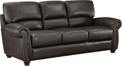Leather Sofa Set, Top Grain Leather Living Room Furniture Sets, Include Sofa Couch and Loveseat, 2-Piece Set, Dark Brown-4