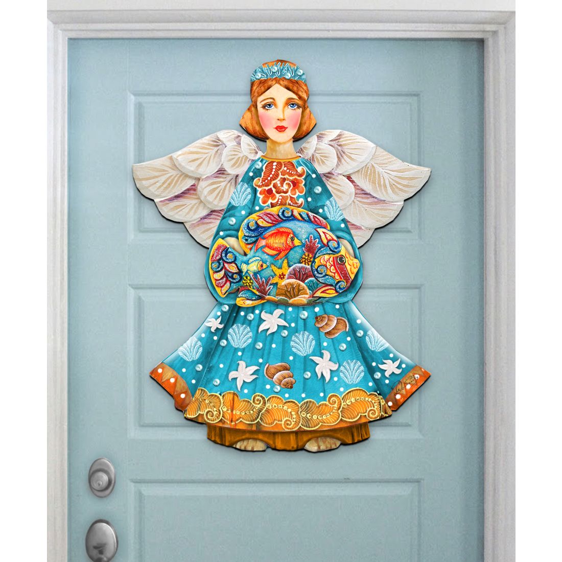 Guardian of The Sea Angel Door Decor by G. DeBrekht - Coastal Holiday Decor - 8152724H