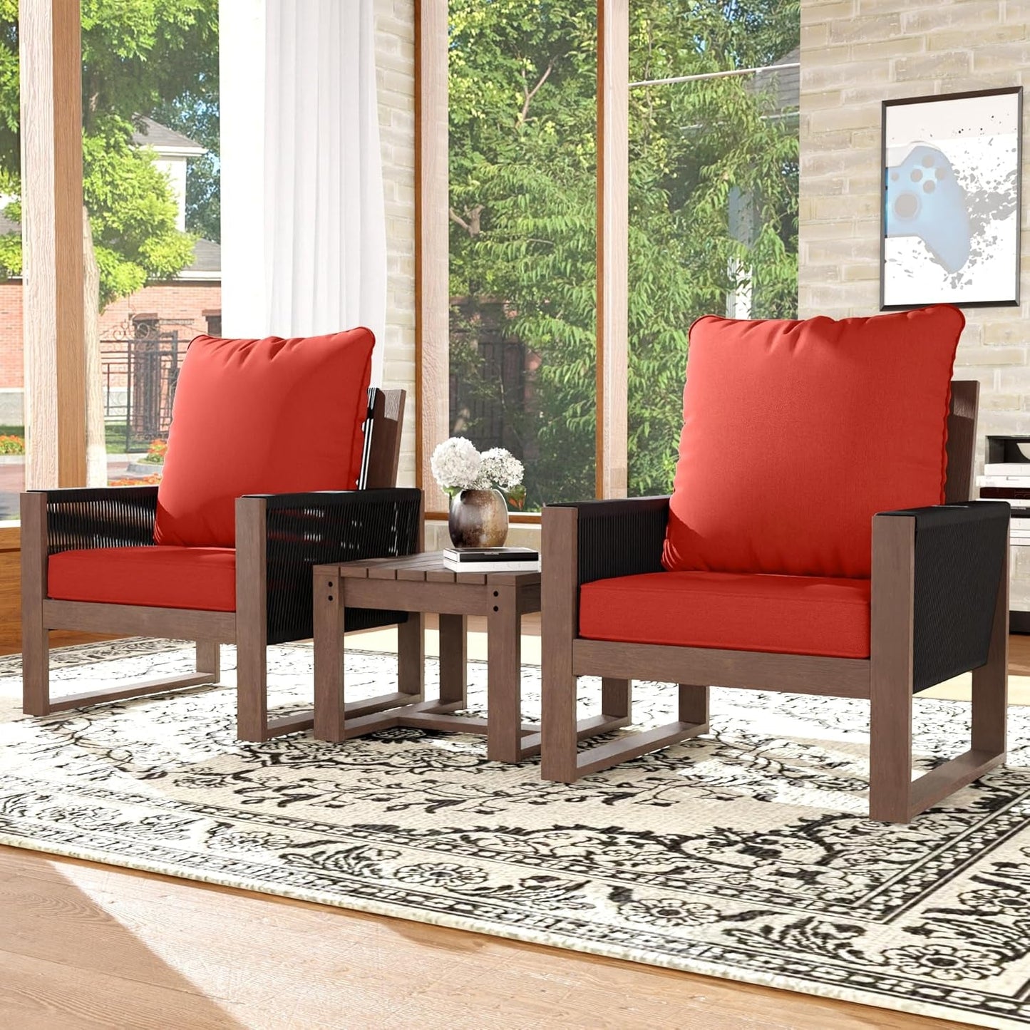 Outdoor 3 Piece Patio Furniture Set with Cushions