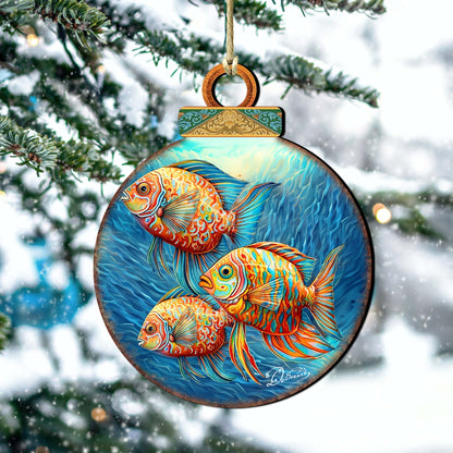 Beach Themed Ornaments - Rainbow Fish Wooden Ornaments by G.Debrekht Coastal Holiday Decor - 8688178