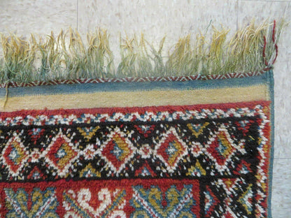 Vintage Moroccan Rug 4x5 ft, Bronze Red Black, Geometric Stars, High Quality Moroccan Carpet, Berber Rug, Handmade Wool Area Rug, Unique Rug-3