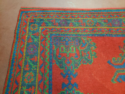 7x11 Turkish Oushak Rug, Vintage Red & Blue Oriental Carpet, Hand Knotted Wool Area Rug 7 x 11, Turkish Sparta Rug, Antique Turkish Rug Nice-4