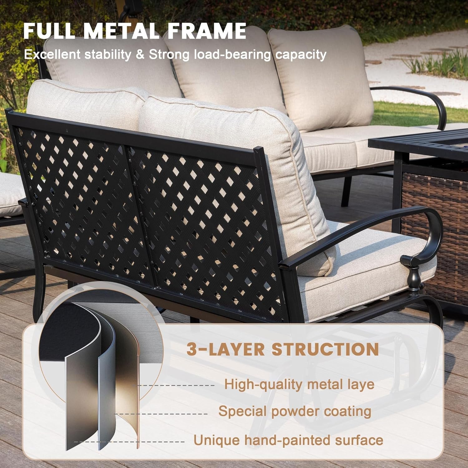Five Piece Outdoor Patio Furniture Set with Cushions-2