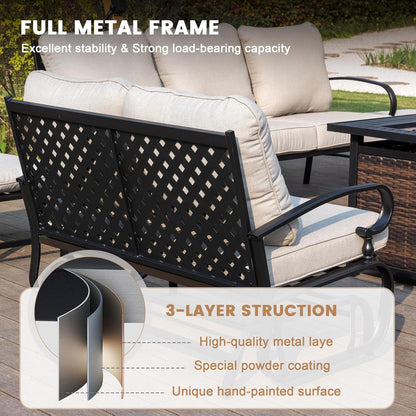 Five Piece Outdoor Patio Furniture Set with Cushions-2