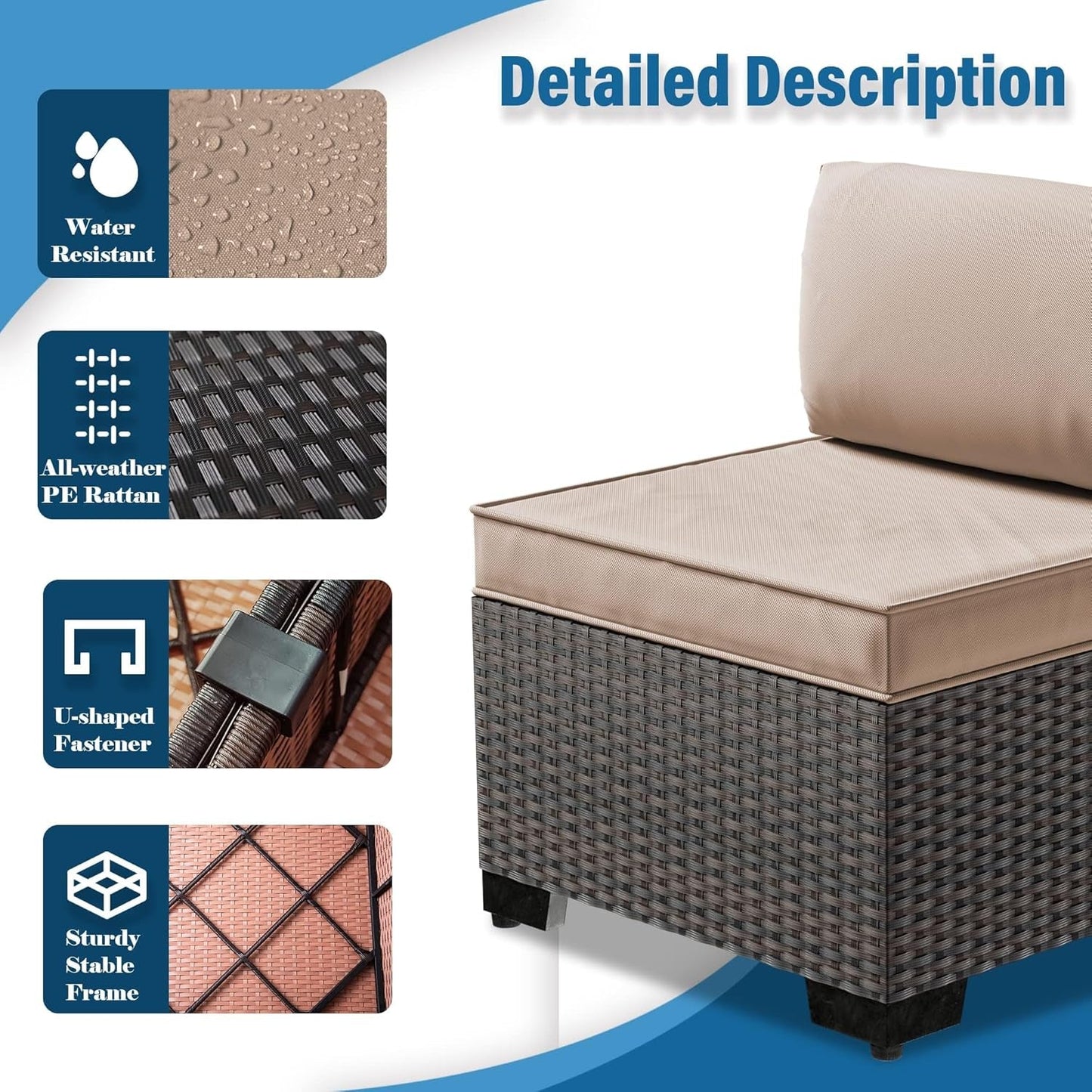 7-Piece Outdoor Patio Furniture Set with Waterproof Cushions