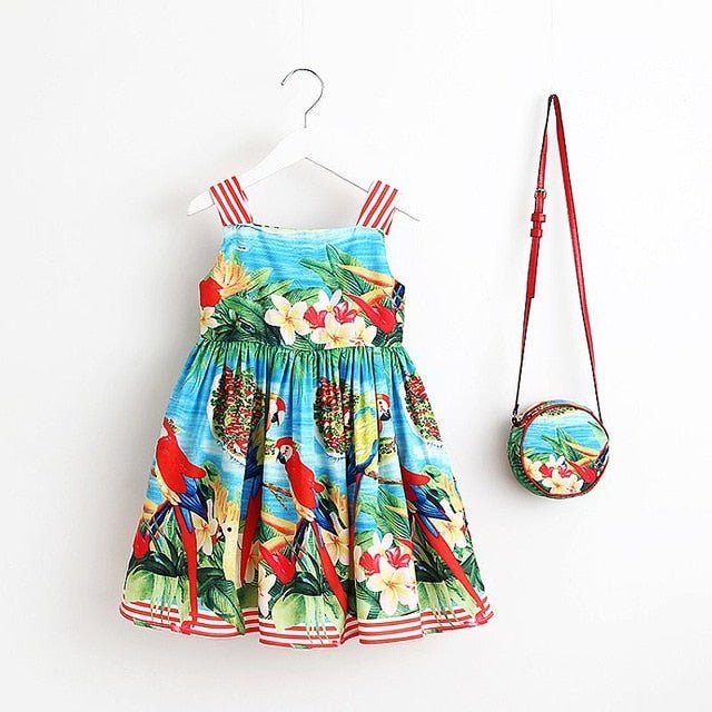 Baby Girls Dress Summer Brand Kids Clothes Toddler Dress with Bag Robe Enfant Christmas Dress