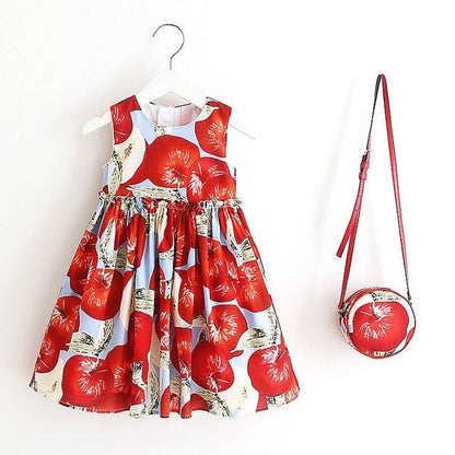 Baby Girls Dress Summer Brand Kids Clothes Toddler Dress with Bag Robe Enfant Christmas Dress