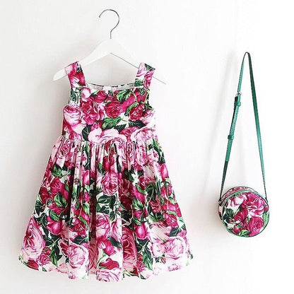 Baby Girls Dress Summer Brand Kids Clothes Toddler Dress with Bag Robe Enfant Christmas Dress