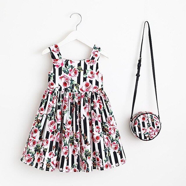 Baby Girls Dress Summer Brand Kids Clothes Toddler Dress with Bag Robe Enfant Christmas Dress
