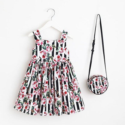 Baby Girls Dress Summer Brand Kids Clothes Toddler Dress with Bag Robe Enfant Christmas Dress