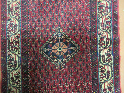 2.5' X 4' Vintage Handmade Indian Amritsar Wool Rug Paisley Design Red-3