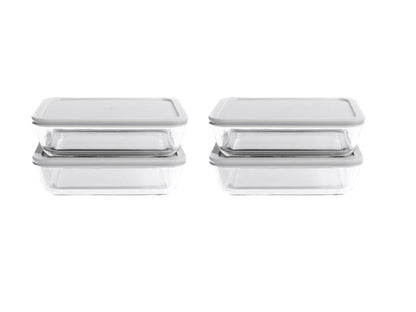 Glass Food Storage Containers - 8 Piece 6.55 Cup (4 Containers + 4 Lids) Rectangular Set-3