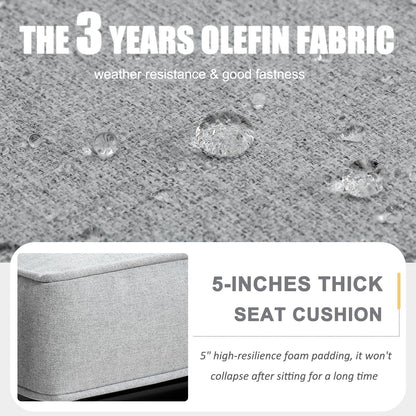 Aluminum Furniture Set with Fire Pit Table, 5 Pieces Patio Sectional Conversation Chat Sofa Modern Seating Set-2