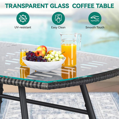 Stylish Four Piece Wicker Outdoor Bistro Furniture Set