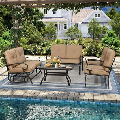Five Piece Outdoor Metal Patio Furniture Conversation Set