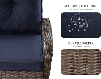 Outdoor Wicker Swivel Glider Rocker Patio Furniture Set