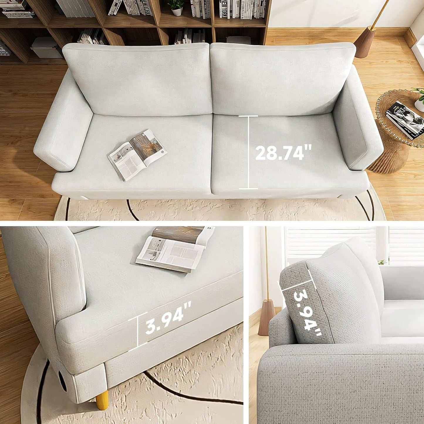 Beige Loveseat Sofa with USB Ports for Comfort