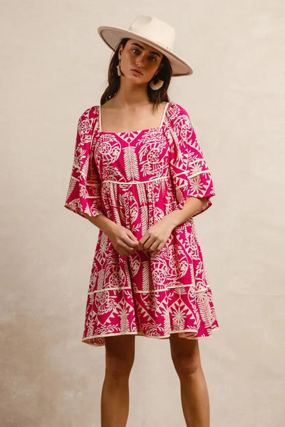 BiBi Aztec Woven Printed Contrast Binding Dress