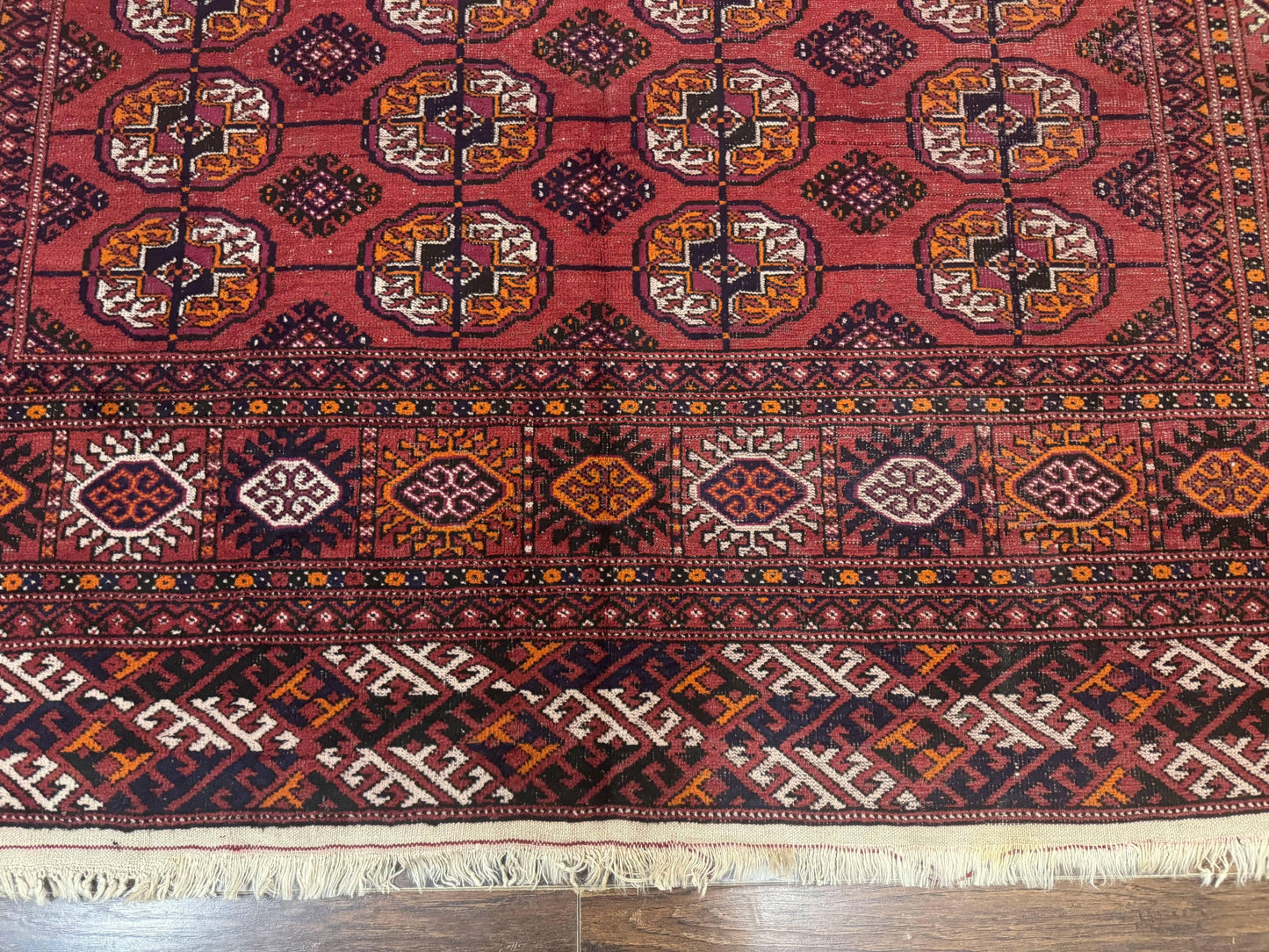 Antique Persian Turkoman Bokhara Rug 7x11, Tribal Rug, Red